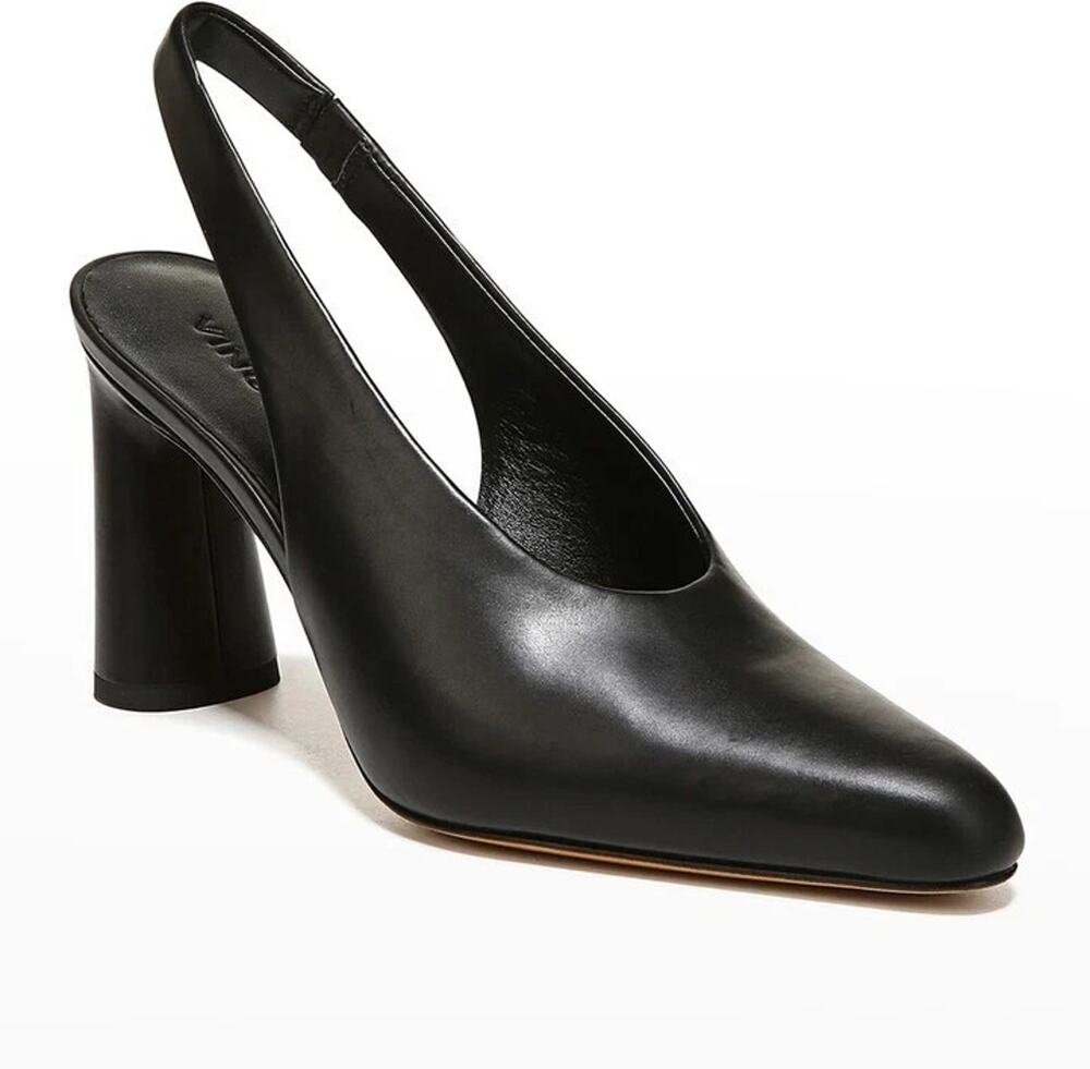 Vince Hellen Slingback Pumps black leather shoes heels block Y2K sz 8.5 S000159